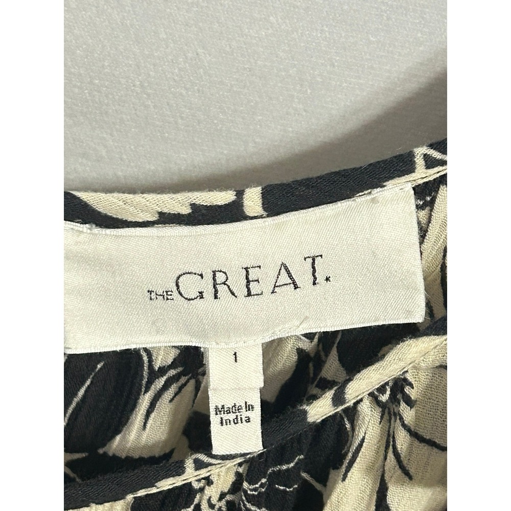 The Great Black White Floral Ruffle Maxi Dress Scoop Neck Size 1 - Small - Picture 7 of 16